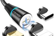 3 in 1 Magnetic Charging Cable, RAVIAD Multi Magnetic Charger Cable Nylon Braided Magnet USB Cable QC 3A Fast Charger for Micro USB/Type C/Phone (Black, 2M/6.6ft)