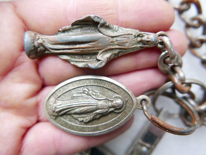 Antique Nun's Crucifix and Devotional Medals