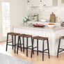 Bar Stools Set of 2, Tall Industrial Kitchen Breakfast Stools with Footrests, Bar Chairs with Saddle Seat for Kitchen, Counter, Easy Assembly, Rustic Brown and Black Image 2