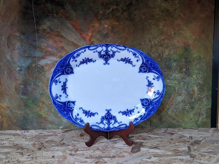 vintage blue and white platter