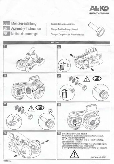 Friction pad kit for ALKO AKS 1300 coupling head