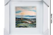 Dollymount Strand, Poolbeg, Dublin, 4x4in framed print by artist Helen Mathews