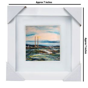 Dollymount Strand, Poolbeg, Dublin, 4x4in framed print by artist Helen Mathews