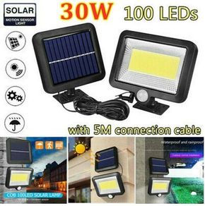 100 LED Solar Power PIR Motion Detection Sensor Security & Floodlights Outdoor Garden Light Security Flood Battery Lamps