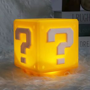 LED Super Mario Bros Question Mark Brick Night Light With Music USB Charging Desk Lamp Light Kids Boys Birthday X-mas Gifts