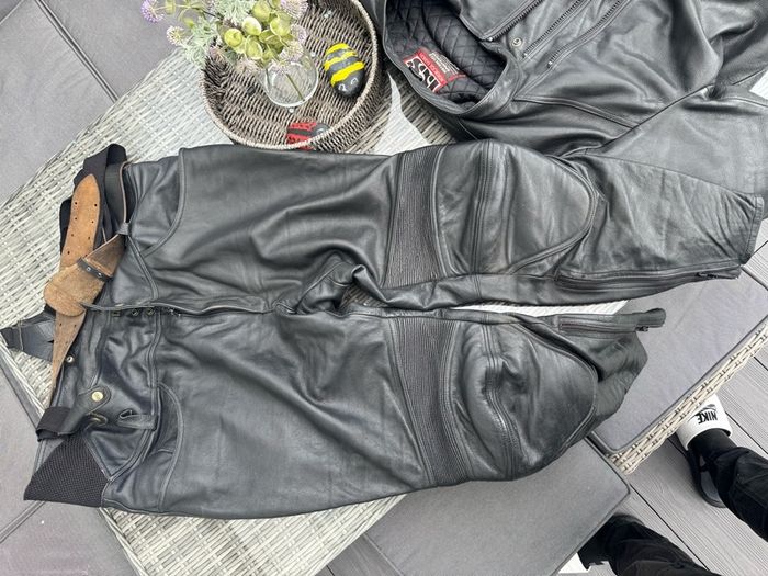 Leather jacket and trousers