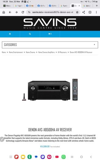 FLAGSHIP DENON  Denon AVC-X8500HA The World's first 13.2 Channel 210w of power 8K This Has Everything As new Boxed still under warranty 4500 New