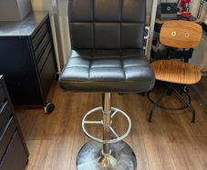 black faux leather bar stool