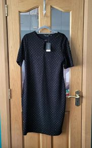 Dorothy Perkins black & gold occasion dress, Size 18, BNWT