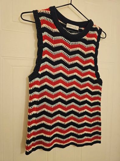 Retro style sleeveless knit top, 100% cotton size L(UK12)