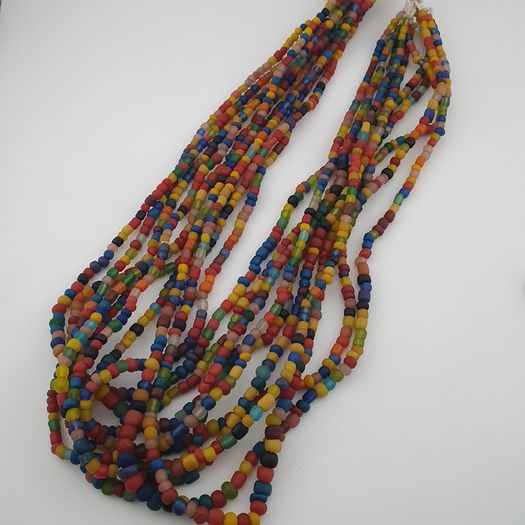 Vintage African Style MultiColor 4-5.5mm Glass Beads Necklace Strands