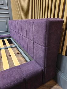 Modern king size bed, purple, bespoke furniture