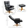 Faux Leather Swivel Recliner Chair with Footstool, Wooden Base and Storage for Living Room, Black (FREE POSTAGE) Image 3