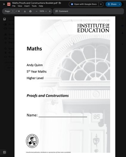 Leaving Cert Maths Institute Notes