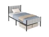 Sturdy Double Bed Frame with Foam Headboard and Underbed Storage