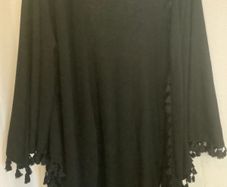 New Black Fringe Cape Style Cardigan