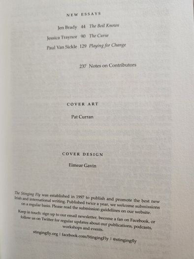 The Stinging Fly New Writings - New Writing. Issue 48 Volume 2  Summer 2023. Firt Edition  Paperback In Good Condition.