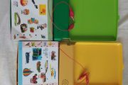 Pair of vintage electronic quiz learning toys