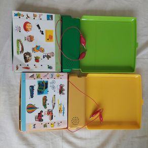 Pair of vintage electronic quiz learning toys
