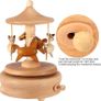 Wooden Vintage Music Box Carousel with 4 Horses Image 4