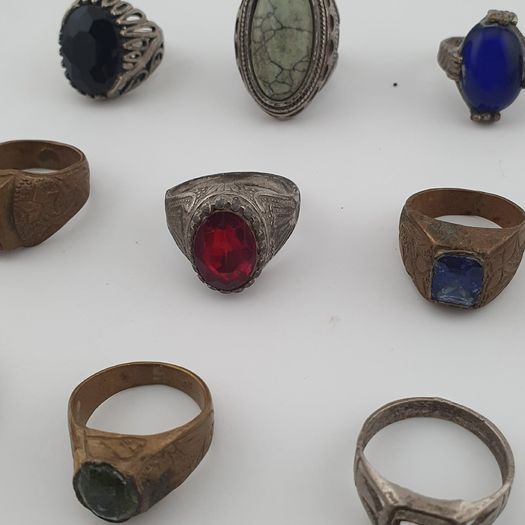 Antique Mix Rings Treasure 15 Assorted Brass Designs