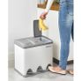 Bin trash can for the kitchen, metal pedal bin, 3-in-1 trash can, 24 liters, garbage separation, garbage separation system, easy to clean, steel, white-gray Image 4