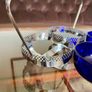 Vintage 1950s Cobalt Blue Glass & Silver Chrome Double Table Basket Image 5