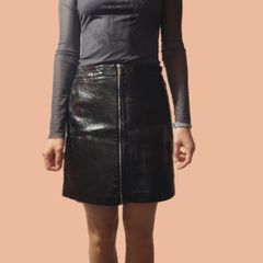 Croc Effect Faux Leather Mini Skirt  New Look  UK 12