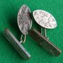Antique Cufflinks engraved design, antique. Oval fronts  gilt,  c1900. Image 3