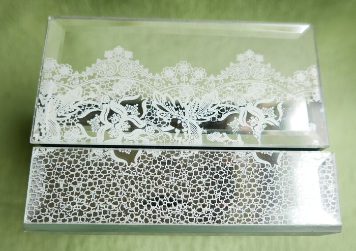 Vintage Mirrored Trinket Box - Vintage Original Box | Decorative Glass Cube