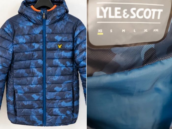 Lyle and Scott Blue Camo Lightweight Puffer Jacket 14-15yr or XS