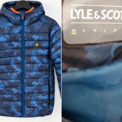 Lyle and Scott Blue Camo Lightweight Puffer Jacket 14-15yr or XS