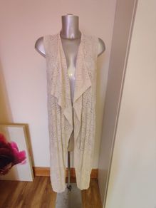 Cream sleveless long line cardigan George size L UK 16/18/20 postage included