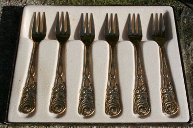 Rose Handle Forks gold plated Set of  six