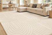 Living Room 120x160cm,3D Semicircular pattern Cream Area Rugs for Bedroom,Extra Large Rugs for living room,Machine Washable Anti Slip Short Pile Rug for Kids Room Bedroom