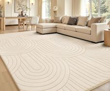 Living Room 120x160cm,3D Semicircular pattern Cream Area Rugs for Bedroom,Extra Large Rugs for living room,Machine Washable Anti Slip Short Pile Rug for Kids Room Bedroom