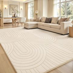 Living Room 120x160cm,3D Semicircular pattern Cream Area Rugs for Bedroom,Extra Large Rugs for living room,Machine Washable Anti Slip Short Pile Rug for Kids Room Bedroom