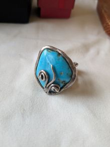 Silver and turquoise stone ring