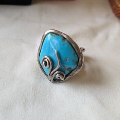 Silver and turquoise stone ring