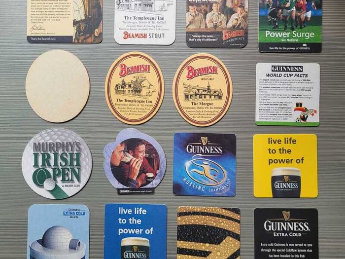 16 Vintage Irish Stout Beer Mats/Coasters 1990s & 2000s