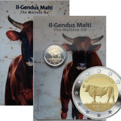 Malta 2 Euro Base Metals Brilliant Uncirculated Coin 2025 - The Maltese Ox - Maltese Native Species