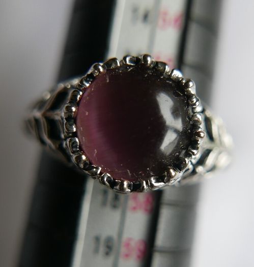 Vintage 925 sterling silver rose quartz & beryl ring 3,58g size P1/2