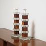Mid-Century Pair of Clear Glass and Rosewood Table Lamps by Atelje Glas & Tra, 1960s. Image 4