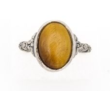 925 Vintage Sterling Silver And Tigers Eye Ring