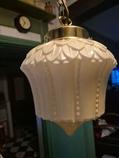 Original cream leaf design glass original 1920s Art Deco ceiling light