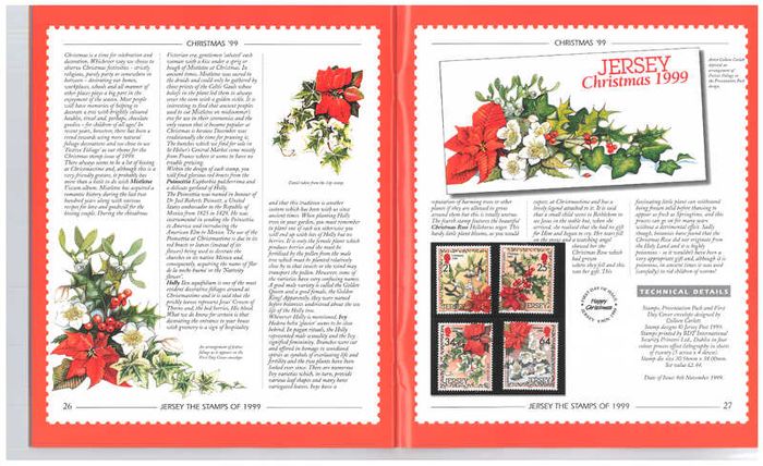 1999 Jersey (Channel Islands) Stamp Year Book (softback) issued by Jersey Post with 16 images of contents