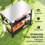 BBQ Trolley Food Prep Outdoor 3-Shelf Movable Pizza Oven Table Stand with Stainless Steel Top Image 3