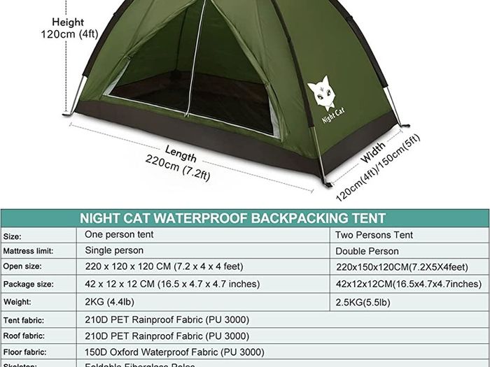 Night Cat Camping Tent for 1 2 Person Man Waterproof Backpacking Tents Easy Setup Lightweight for Hiking Backyard (FREE POSTAGE)