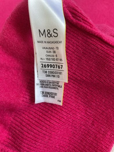 Cerise Pink cashmere jumper Size 10