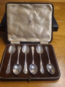 Vintage Mappin & Webb silver spoons in original box